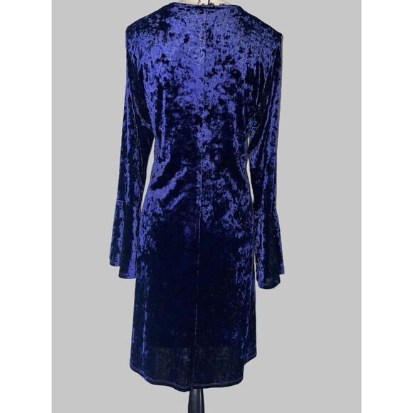 Karen Kane Velvet Flared Sleeve Midi Dress Womens XL Purple Witchy Whimsy Goth - Picture 5 of 10